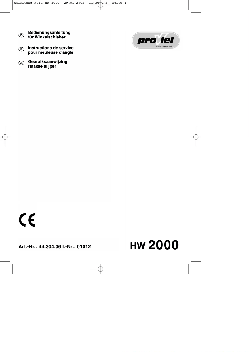 Imagen de la primera página del manual del dispositivo HW 2000