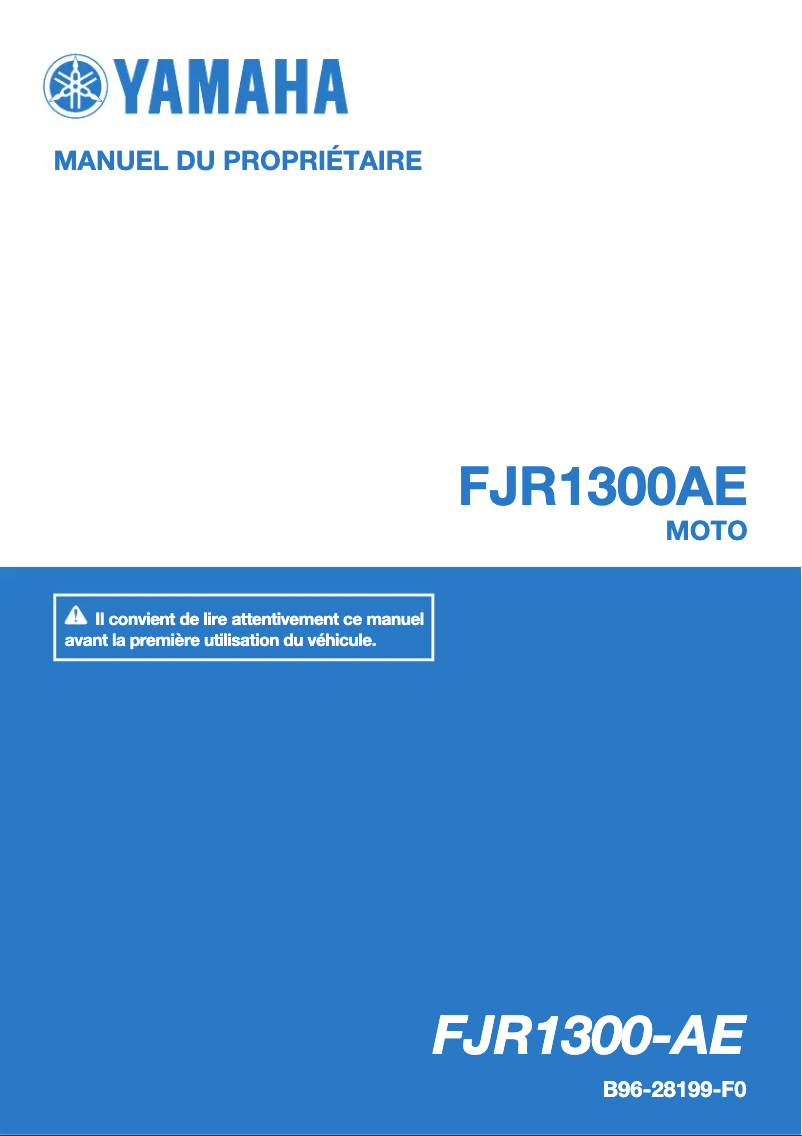 Imagen de la primera página del manual del dispositivo FJR1300AE (2016)