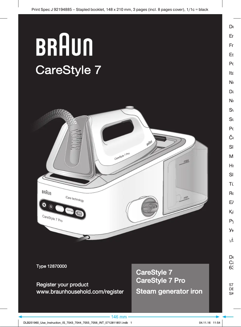 Página 1 del manual Manual de usuario Braun CareStyle 7 IS 7043