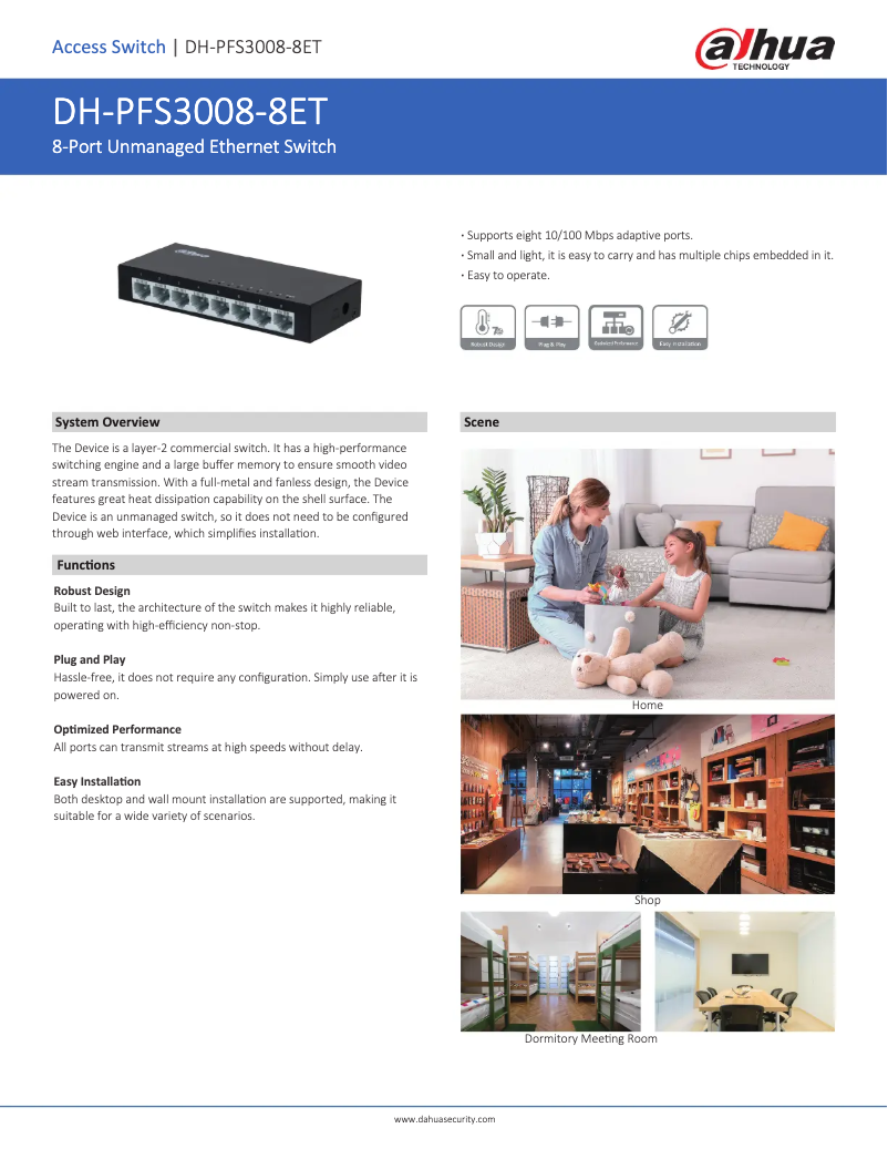 Página 1 del manual Ficha técnica Dahua Technology PFS3008-8ET