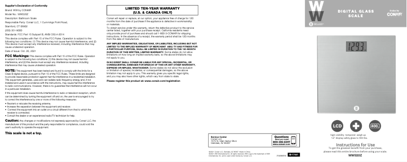 Imagen de la primera página del manual del dispositivo WW520Z