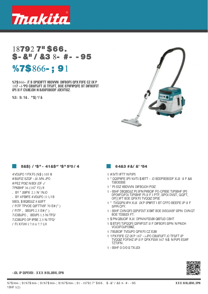 Página 1 del manual Ficha técnica Makita DVC866LZX1