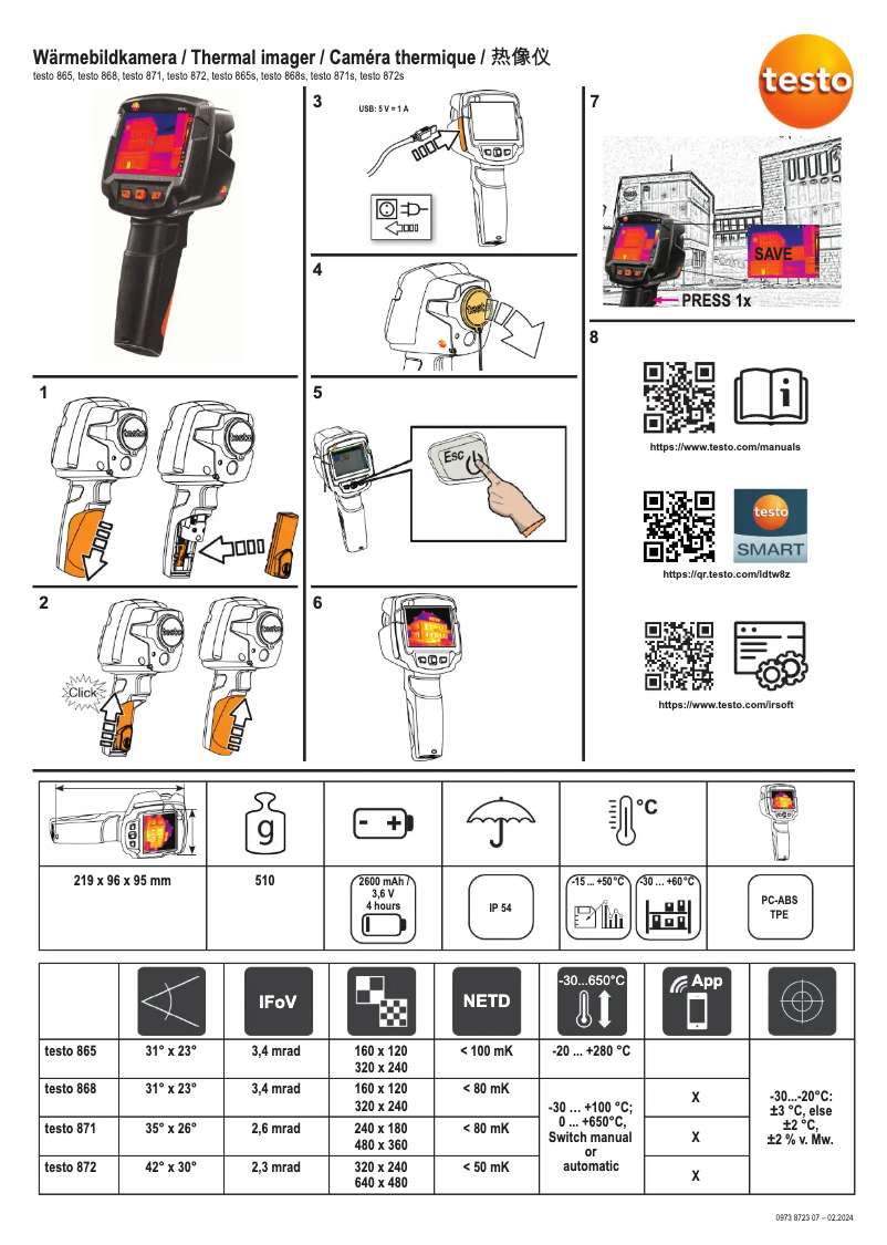 Página 1 del manual Guía de inicio rápido Testo 872s
