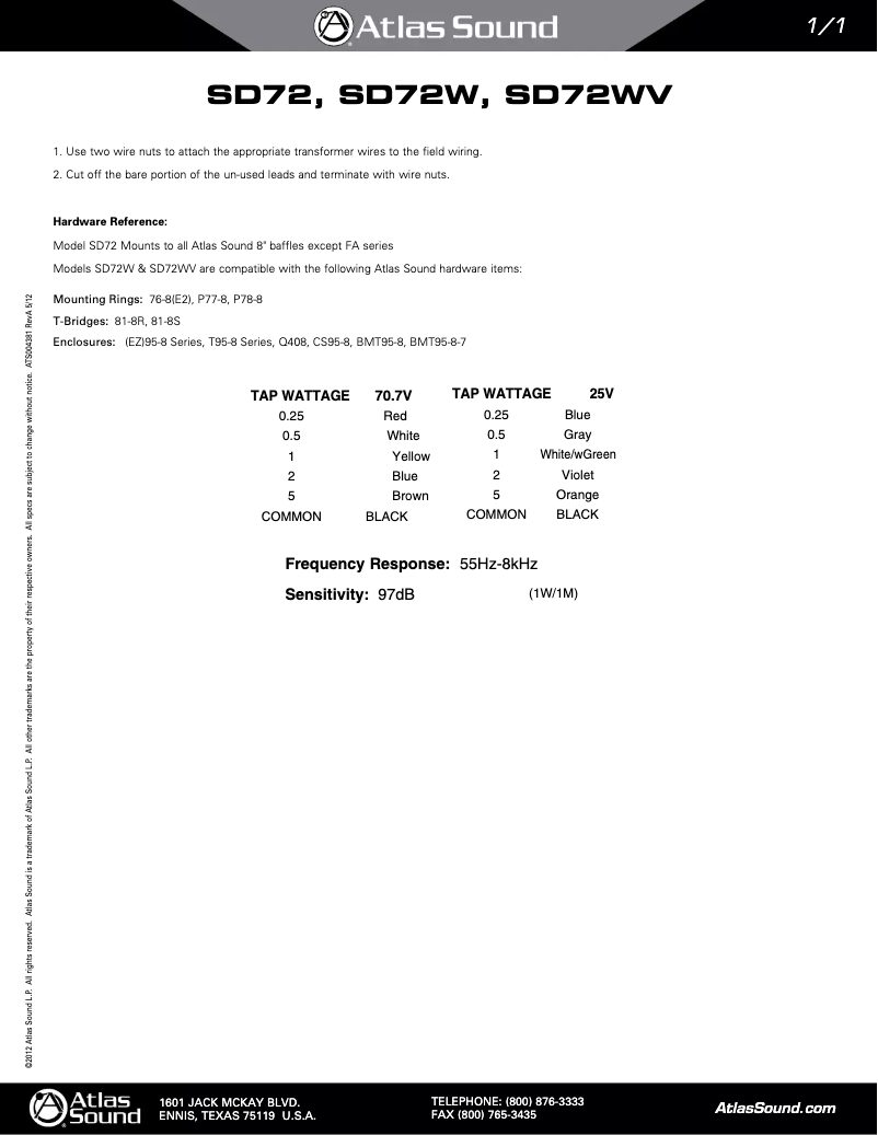 Imagen de la primera página del manual del dispositivo SD72