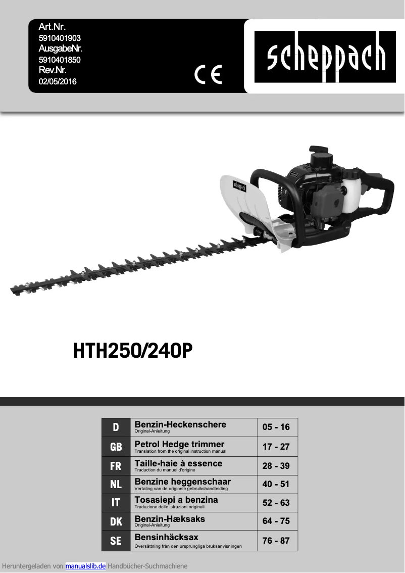 Imagen de la primera página del manual del dispositivo HTH250