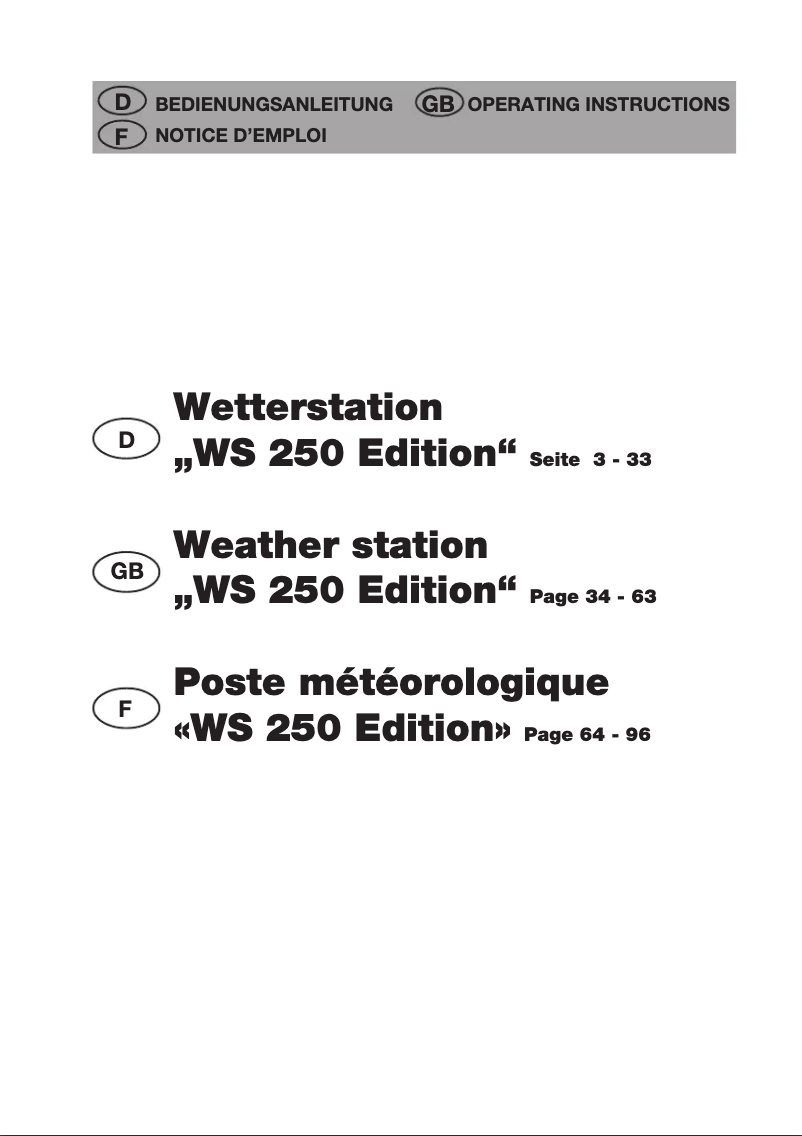 Imagen de la primera página del manual del dispositivo WS 250