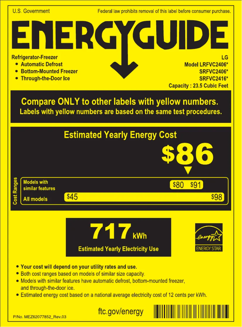 Página nº 1 - Etiqueta energética LG SRFVC2416S