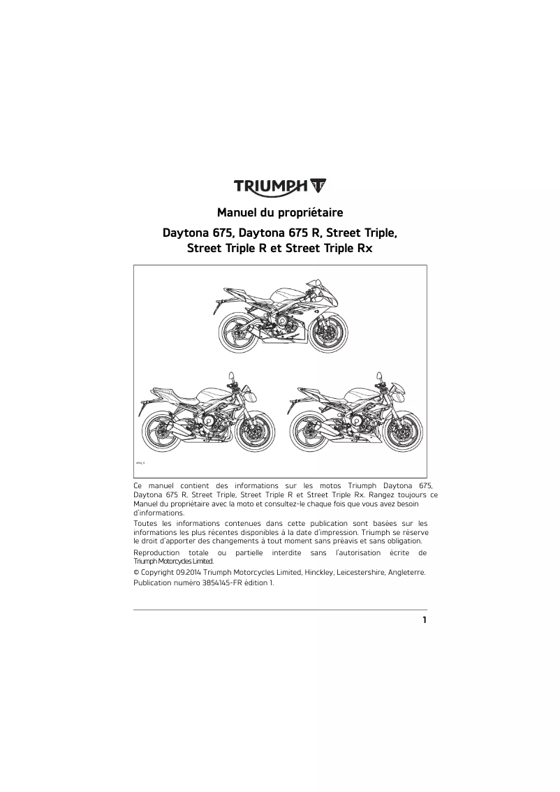 Imagen de la primera página del manual del dispositivo Street Triple 660 (2016)