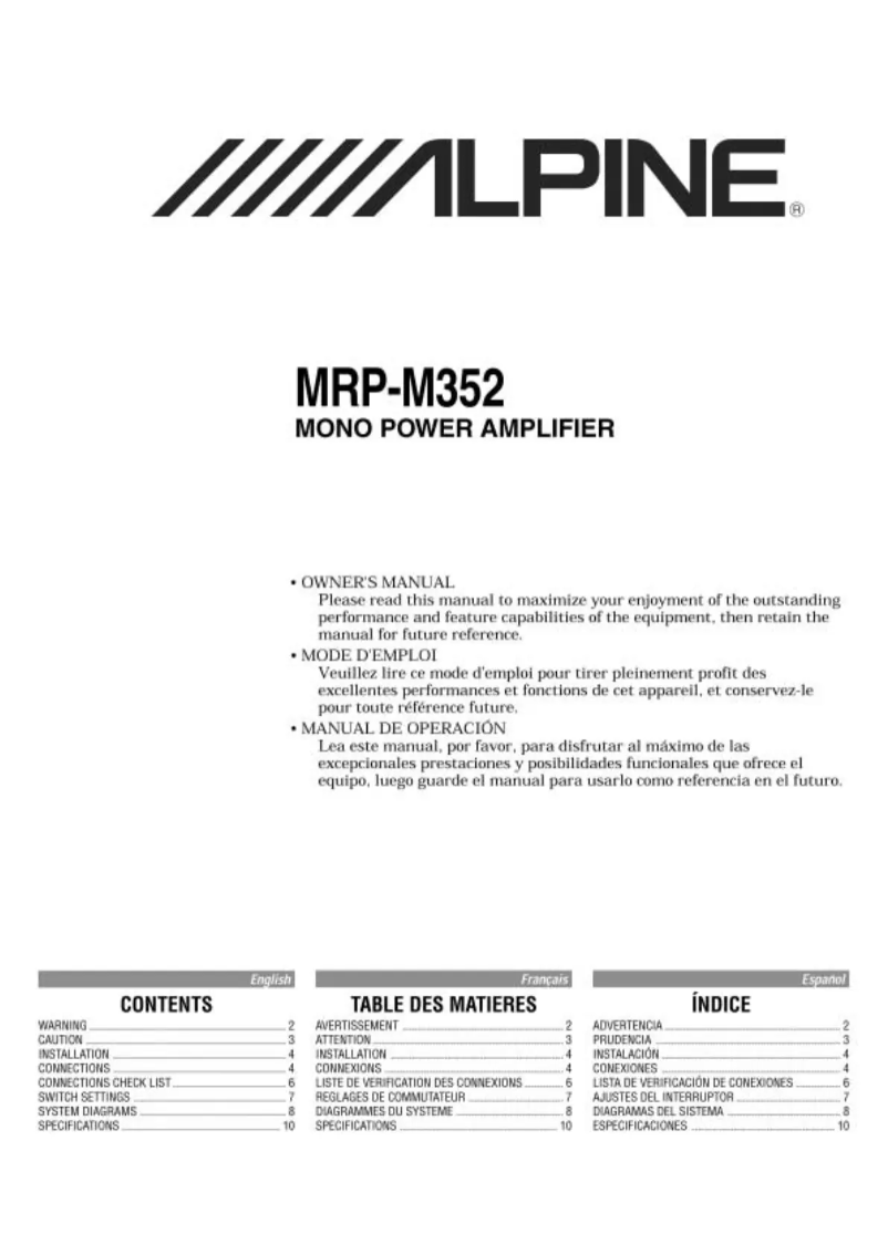 Página 1 del manual Manual de usuario Alpine MRP-M352