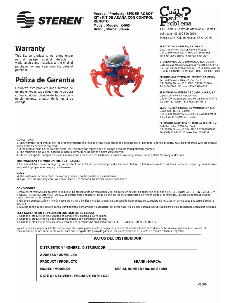 Página 1 del manual Manual de usuario Steren K-665