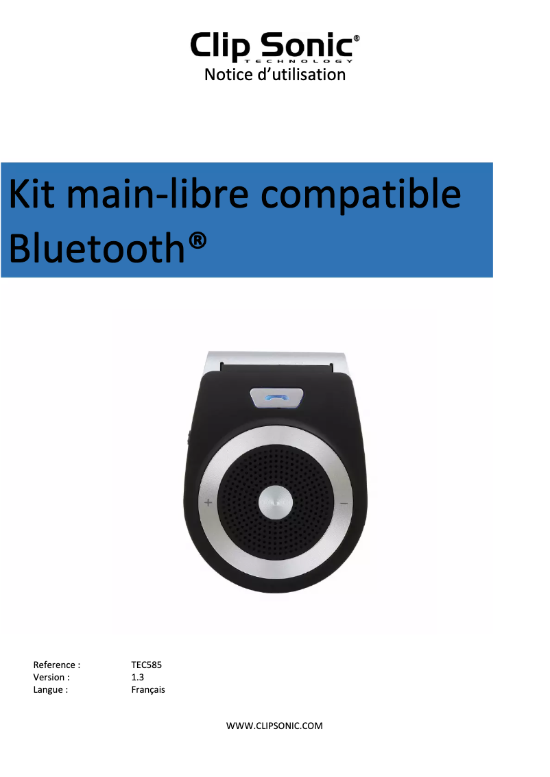 Página 1 del manual Manual de usuario Clip Sonic TEC585
