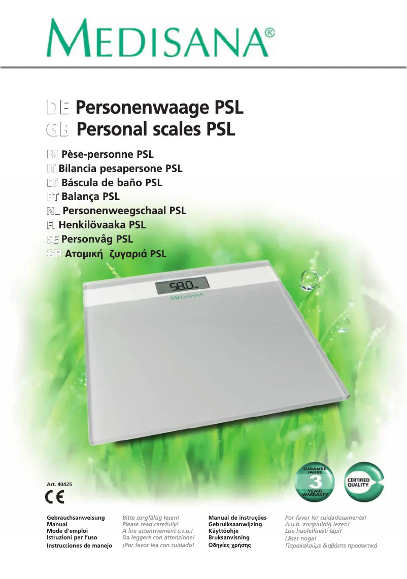 Página nº 1 - Manual de usuario Medisana PSL