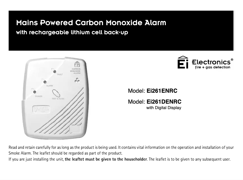 Imagen de la primera página del manual del dispositivo Ei261EN