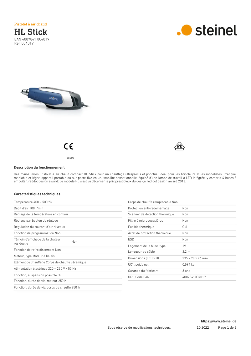 Imagen de la primera página del manual del dispositivo HL Stick