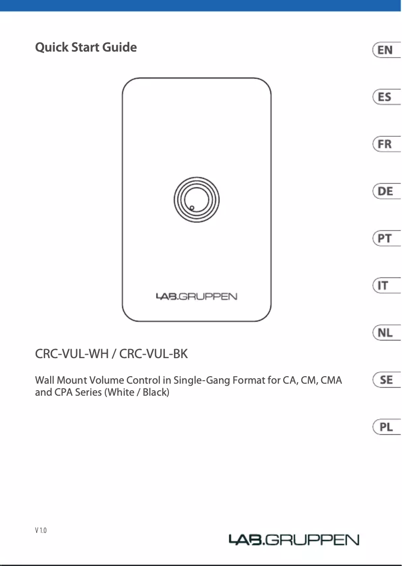 Imagen de la primera página del manual del dispositivo CRC-VUL-BK