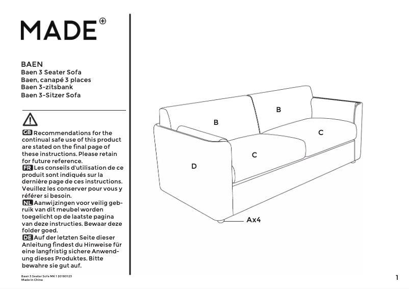Imagen de la primera página del manual del dispositivo Baen