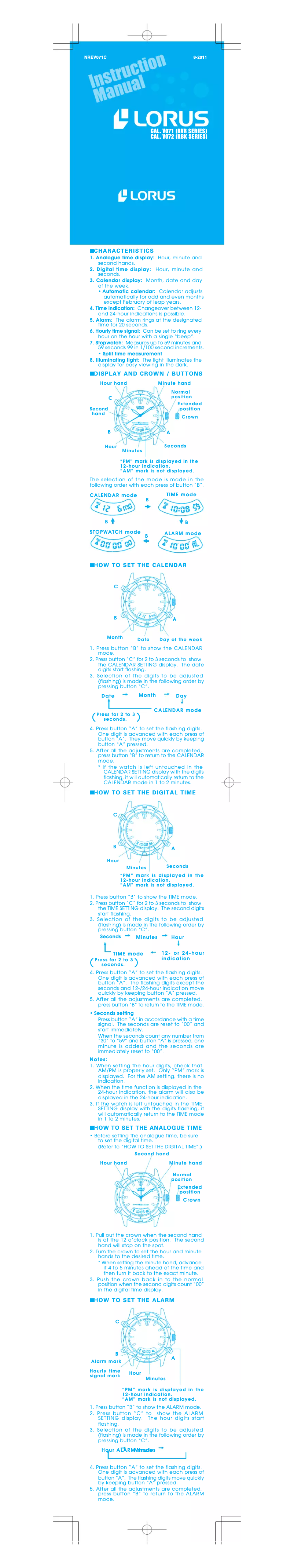 Página 1 del manual Manual de usuario Lorus V071