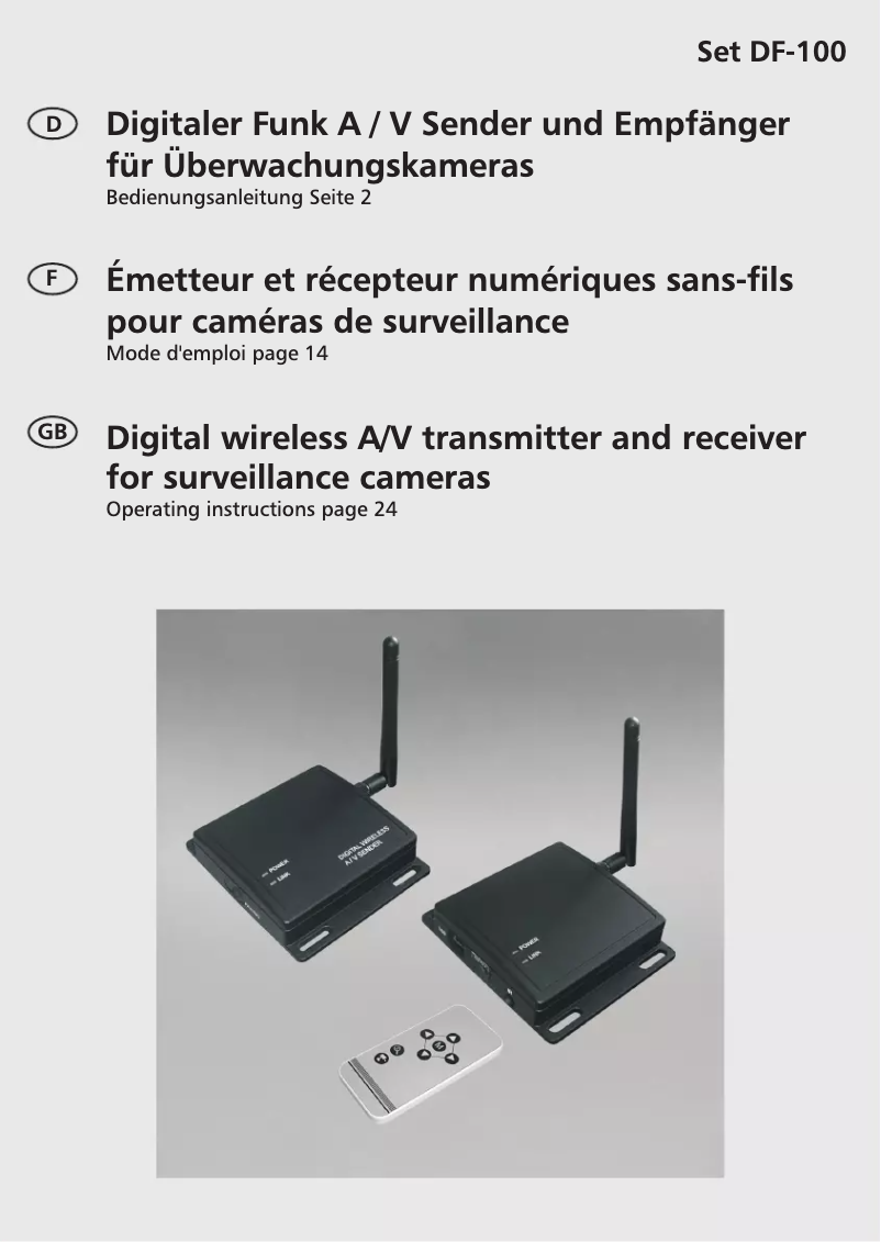 Imagen de la primera página del manual del dispositivo DF-100