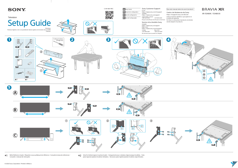 Imagen de la primera página del manual del dispositivo XR-55A80K