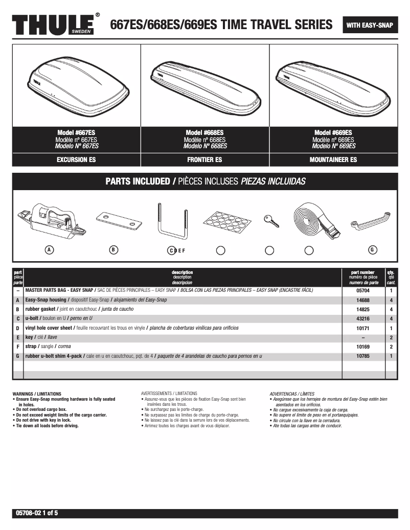Página 1 del manual Manual de usuario Thule Time Traveler Mountaineer 669ES