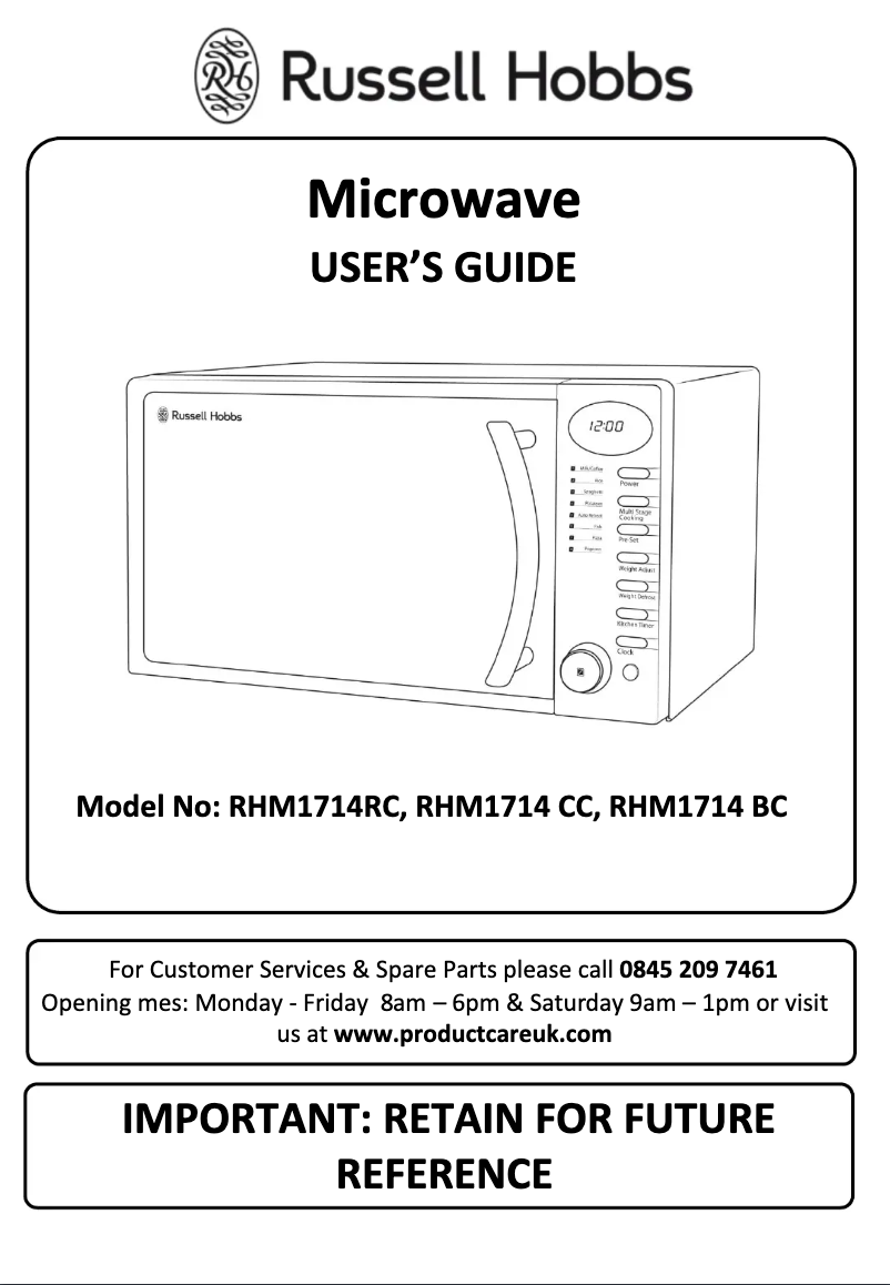 Imagen de la primera página del manual del dispositivo RHM1714CC
