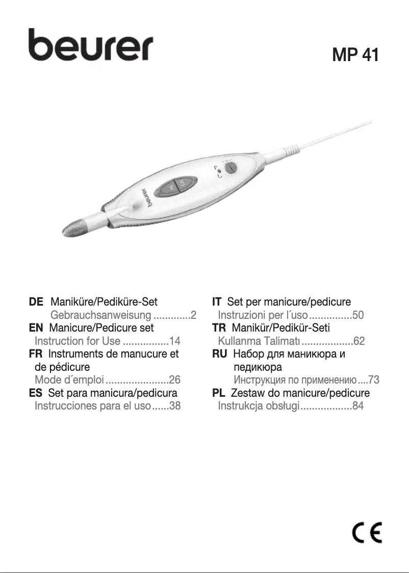 Página 1 del manual Manual de usuario Beurer MP 41