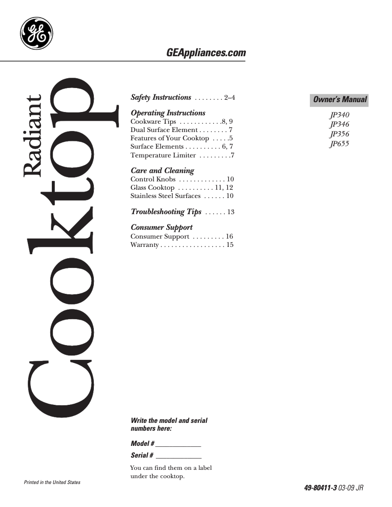 Imagen de la primera página del manual del dispositivo JP340BCBB