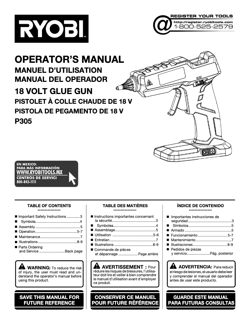 Página nº 1 - Manual de usuario RYOBI P305