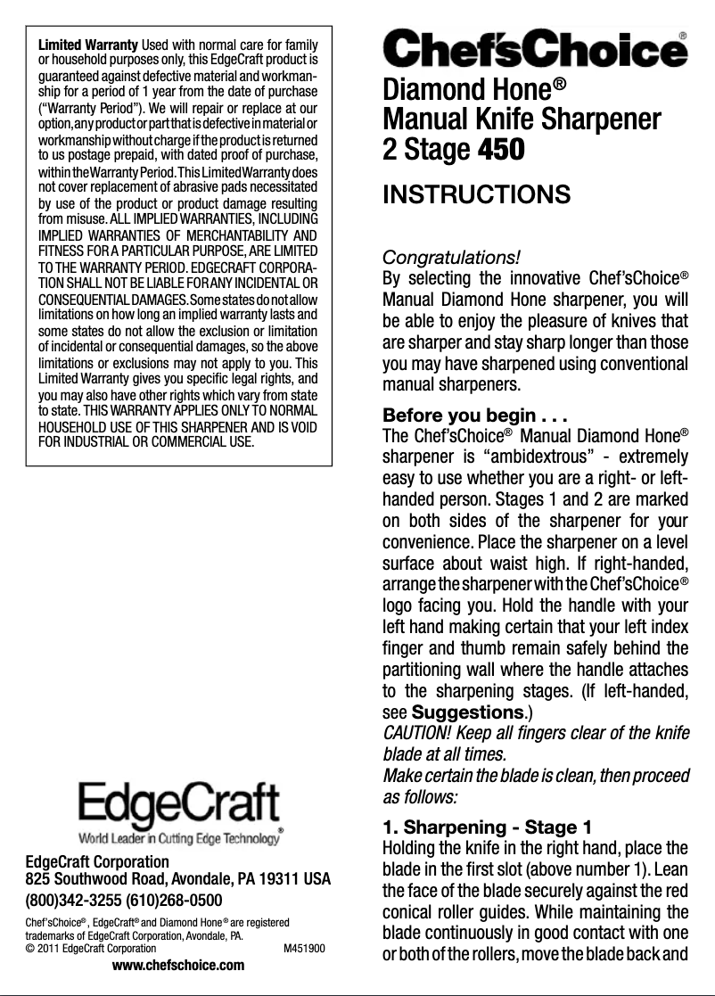 Imagen de la primera página del manual del dispositivo Manual 450