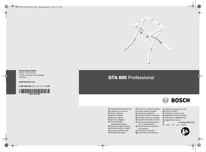 Página nº 1 - Manual de usuario Bosch GTA 600 Professional