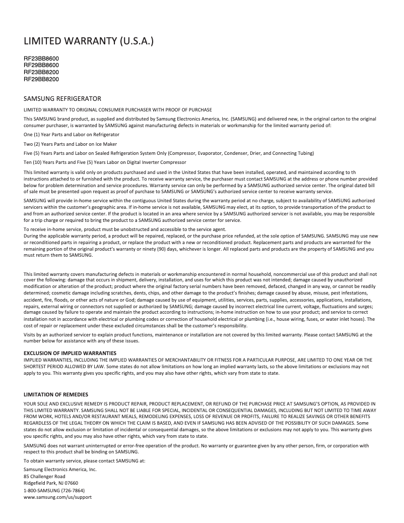 Imagen de la primera página del manual del dispositivo RF29BB86004MAA