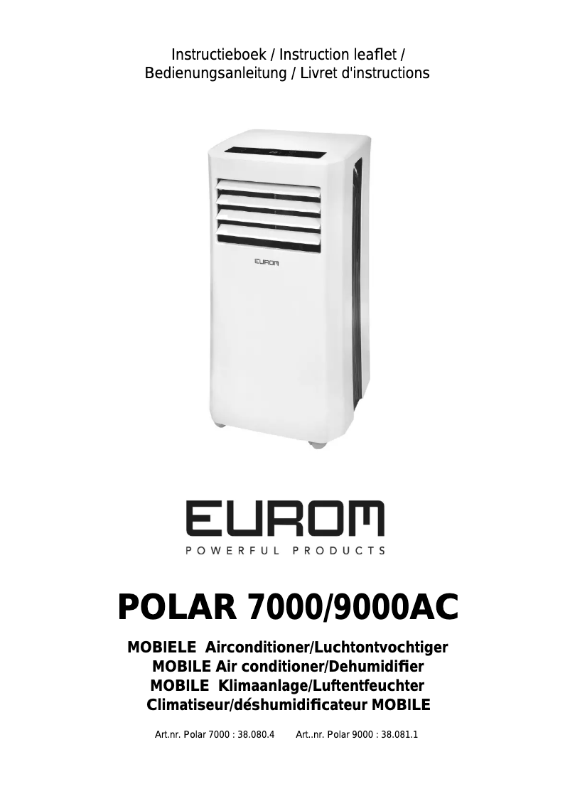 Imagen de la primera página del manual del dispositivo Polar 7000
