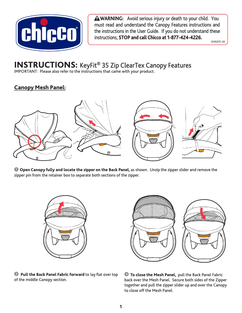 Imagen de la primera página del manual del dispositivo KeyFit 35 ClearTex Canopy