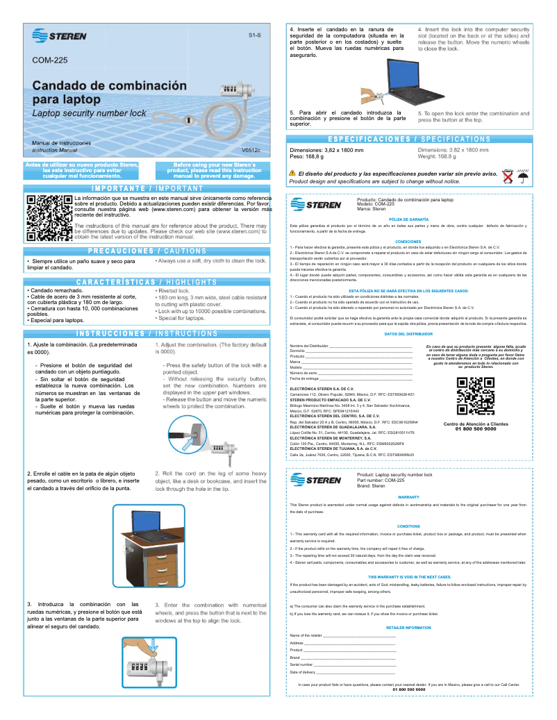 Página 1 del manual Manual de usuario Steren COM-225