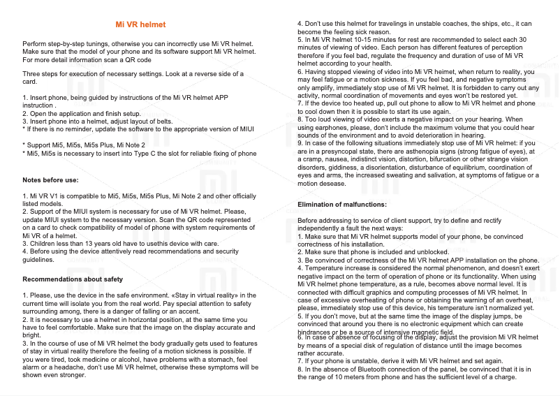 Página 1 del manual Manual de usuario Xiaomi Mi VR Glasses