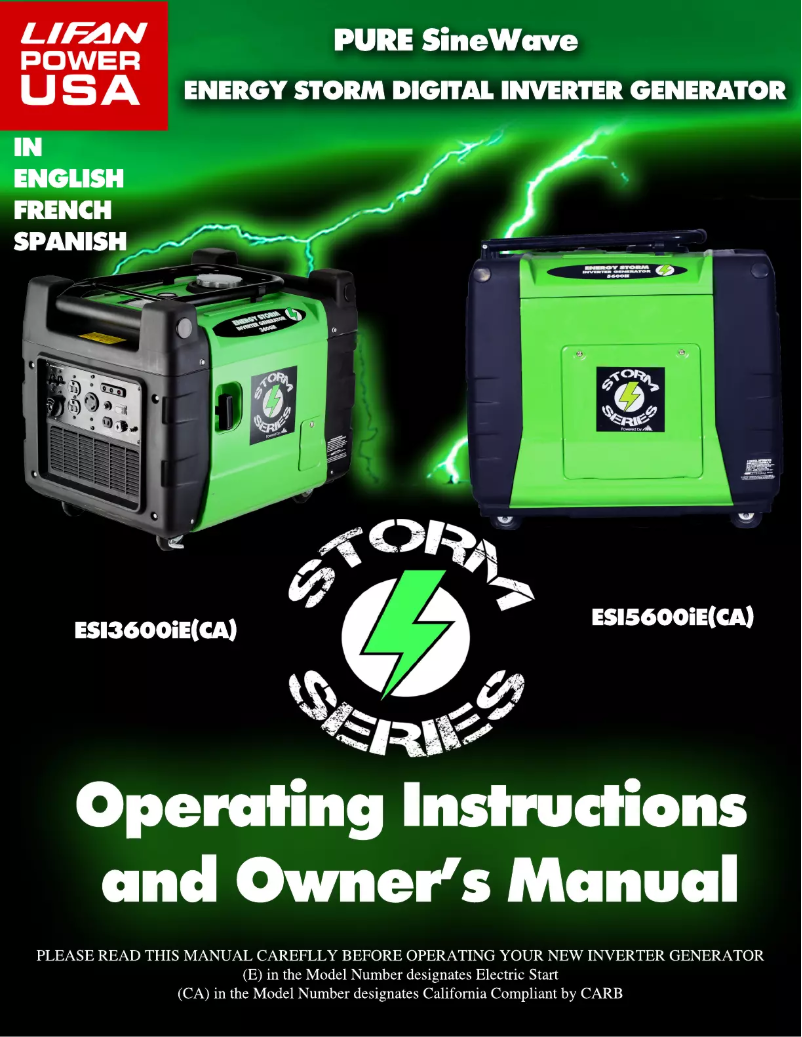 Imagen de la primera página del manual del dispositivo Energy Storm 3600iE