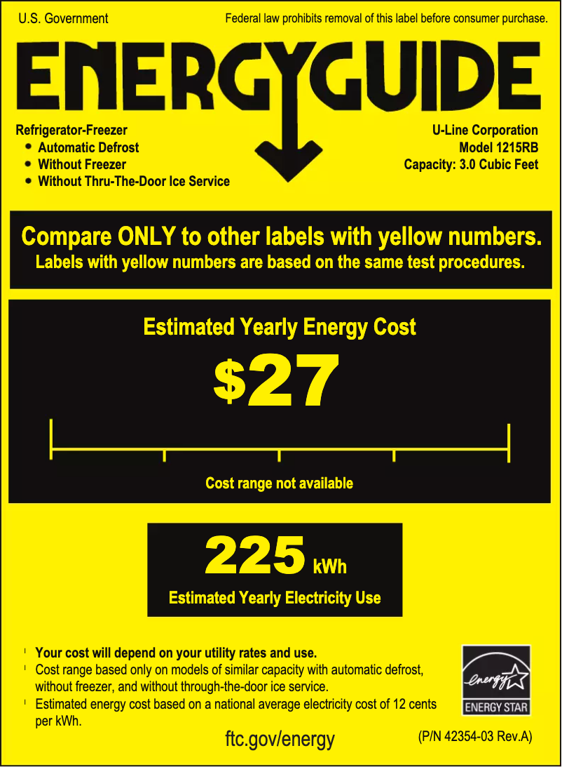 Página 1 del manual Etiqueta energética U-Line U-1215RINT-00B