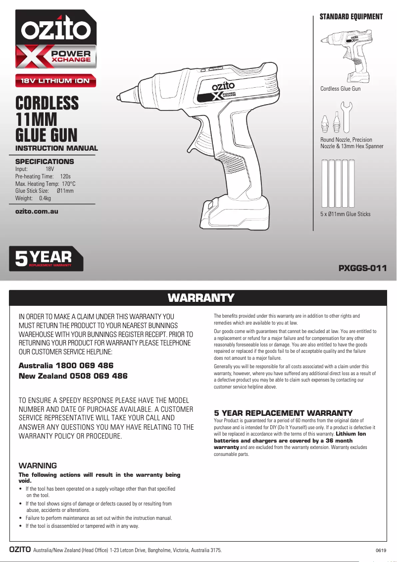 Página 1 del manual Manual de usuario Ozito PXGGS-011