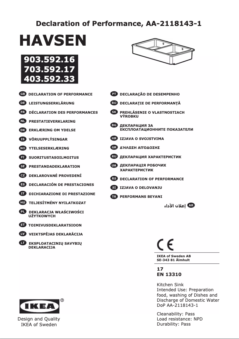 Página 1 del manual Manual de instrucciones Ikea HAVSEN
