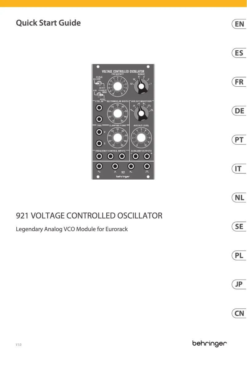Página 1 del manual Guía de inicio rápido Behringer 921 Voltage Controlled Oscillator