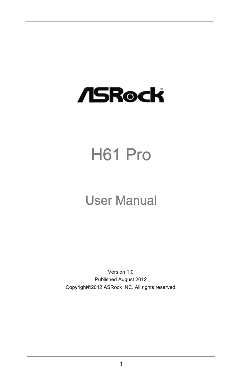 Imagen de la primera página del manual del dispositivo H61 Pro