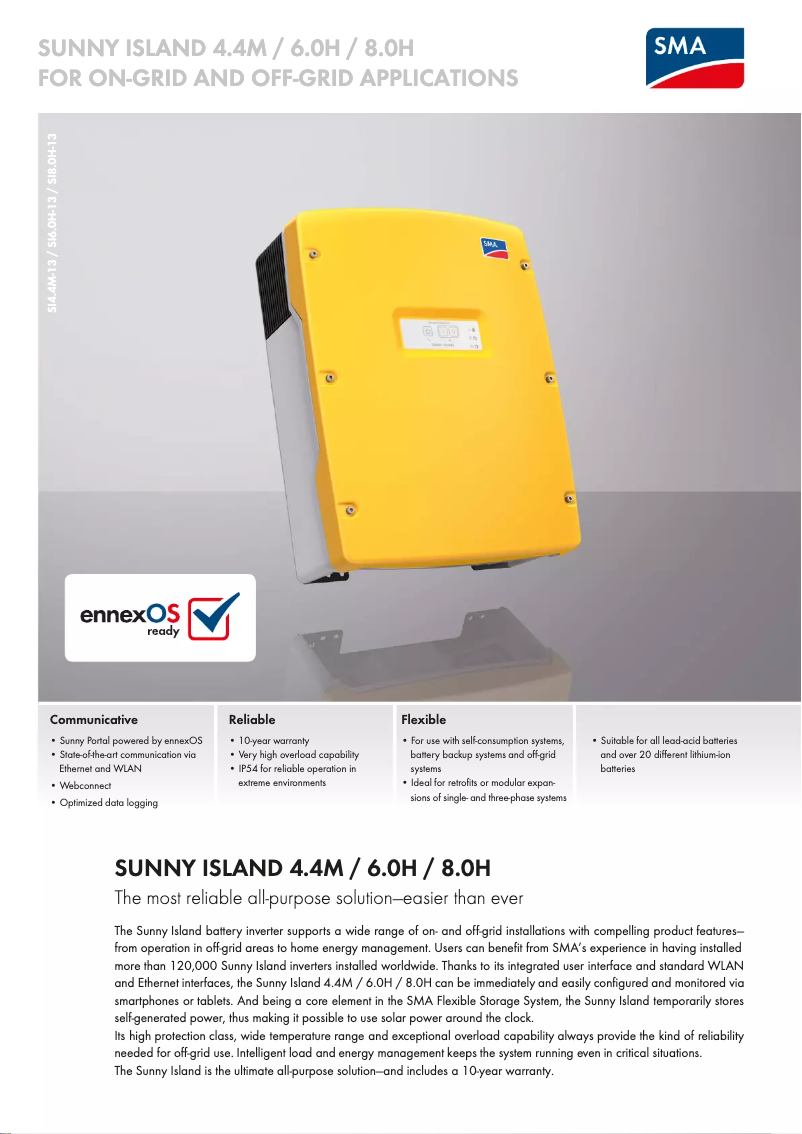 Imagen de la primera página del manual del dispositivo Sunny Island 4.4M-13