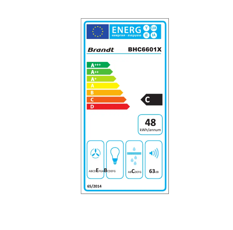 Página 1 del manual Etiqueta energética Brandt BHC6601X