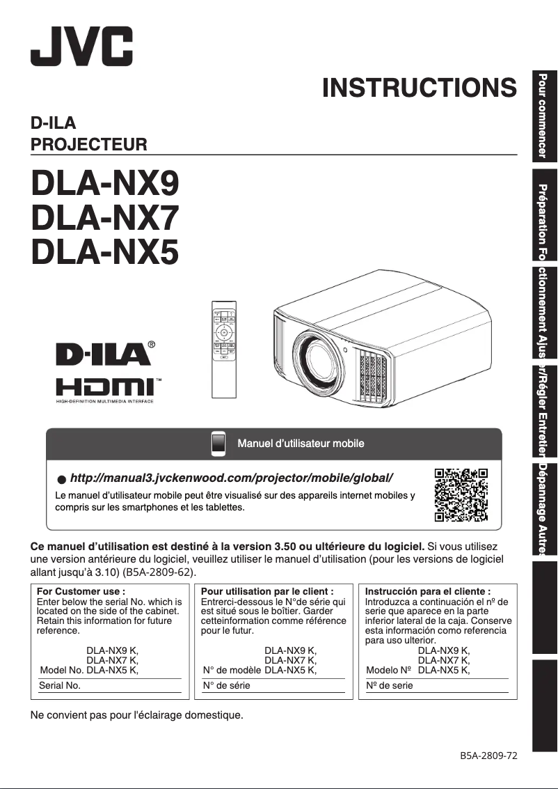Página 1 del manual Manual de usuario JVC DLA-NX7
