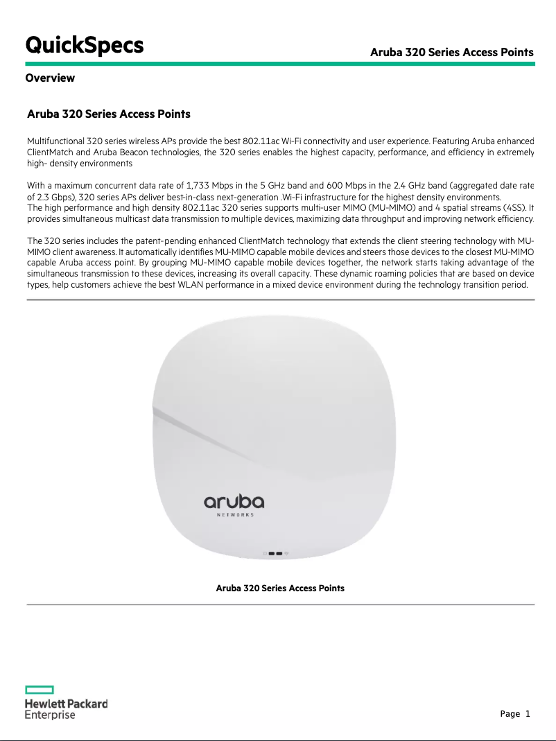 Página 1 del manual Manual de usuario Aruba IAP-325