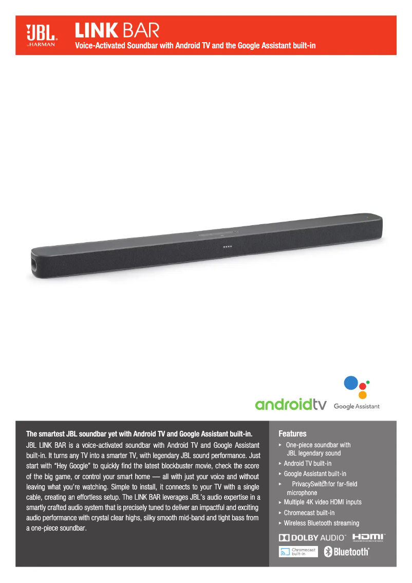 Página nº 1 - Ficha técnica JBL Link Bar