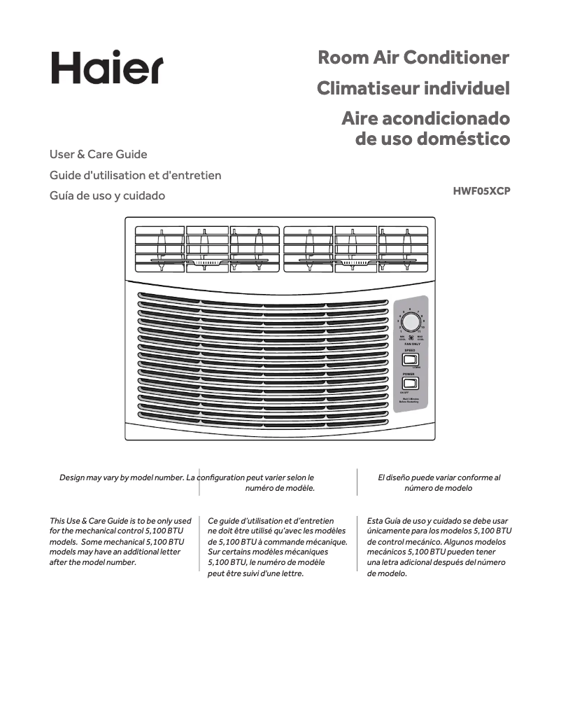 Imagen de la primera página del manual del dispositivo HWF05XCP