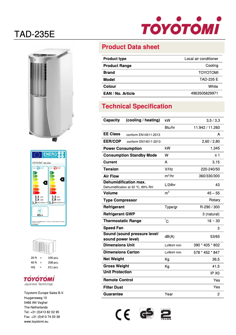 Imagen de la primera página del manual del dispositivo TAD-235E