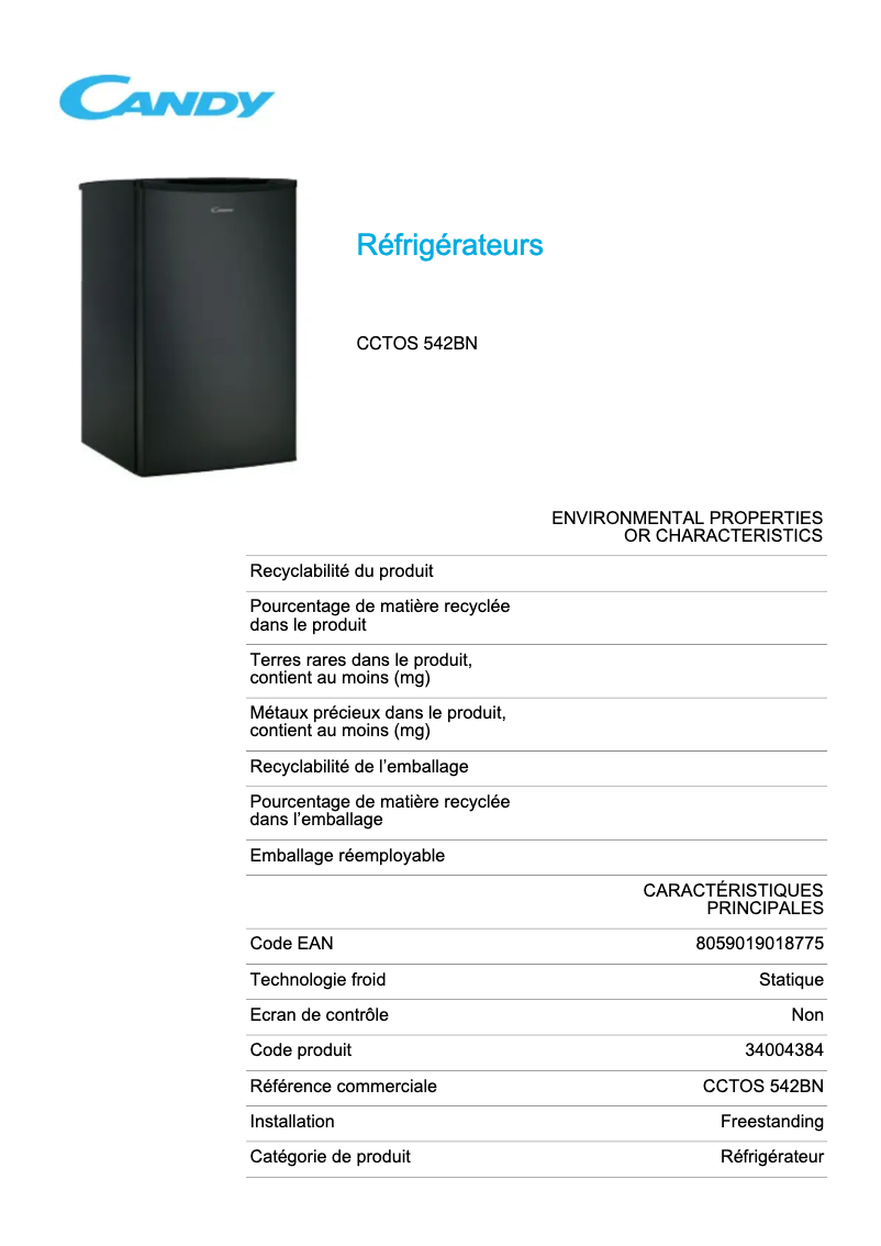 Imagen de la primera página del manual del dispositivo CCTOS 542BN