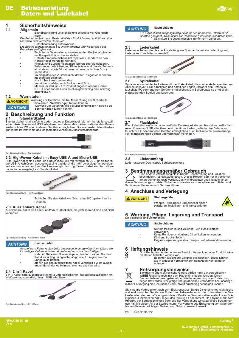 Página nº 1 - Manual de usuario Wentronic USB A/Lightning